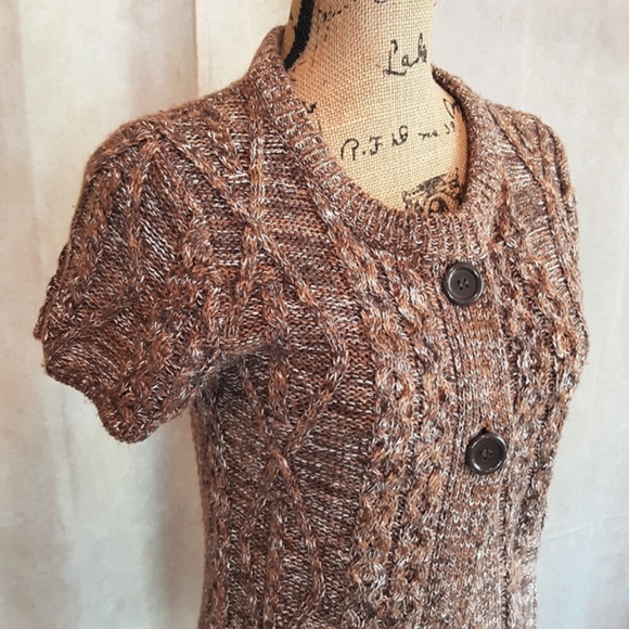 Dressbarn Brown Knit Button Short Sleeve Cardigan Size M - Picture 5 of 13
